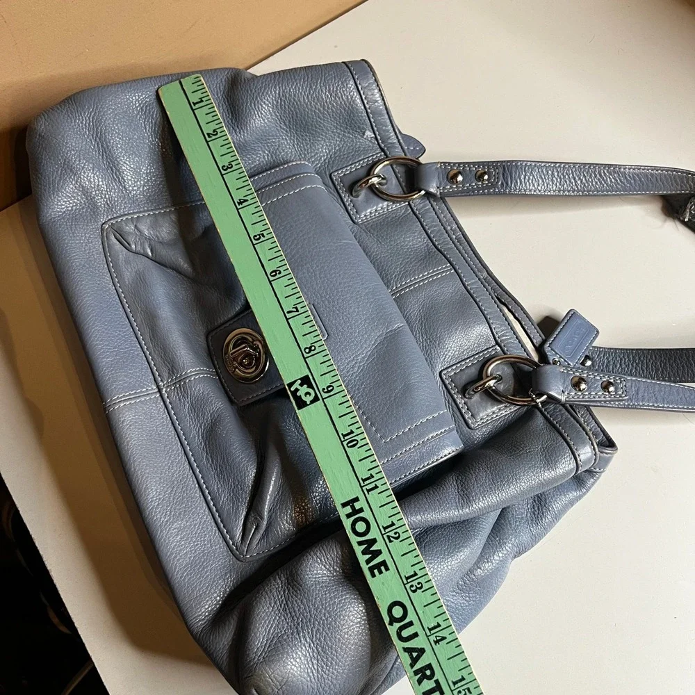 Coach Penelope Shopper Blue‎ Grey Leather Tote Shoulder Bag F19044